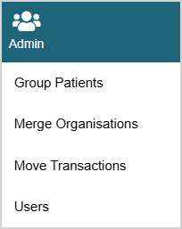 Admin menu with options displayed