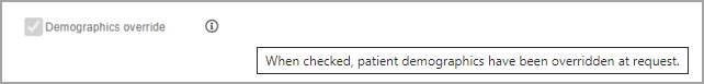 Demographics override checkbox with tooltip visible